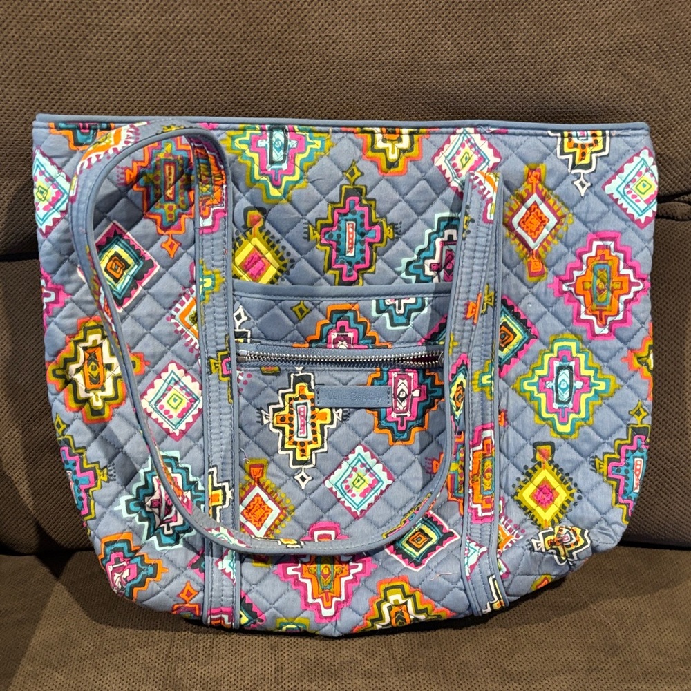 Vera Bradley Gray Tote with Multicolor Geometric Pattern